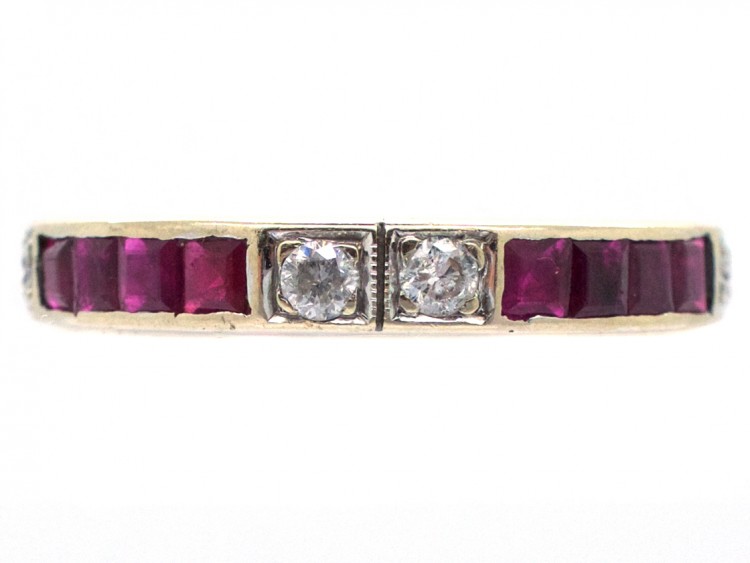 Art Deco 18ct White Gold , Diamond & Ruby Eternity Ring