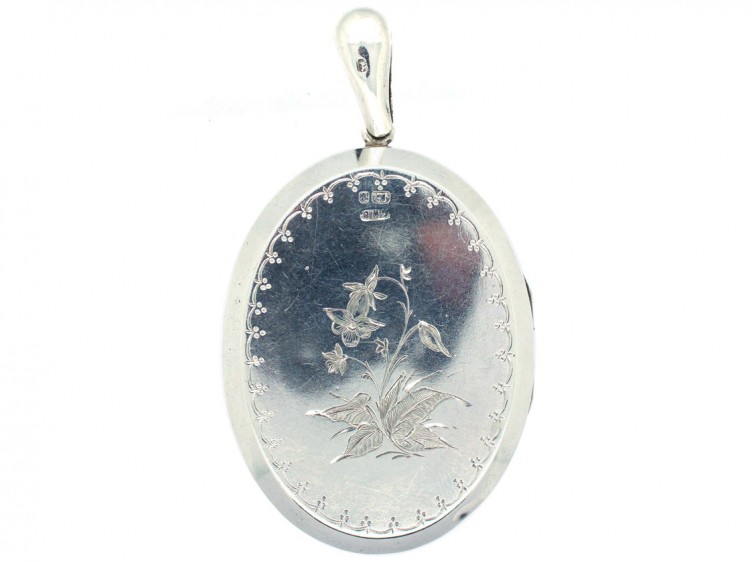 Victorian Silver Locket with Swallow Motif