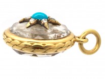 Victorian 18ct Gold Diamond, Turquoise & Rock Crystal Locket