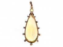 Edwardian 15ct Gold Large Pear Shaped Edwardian Gold, Citrine, Diamond & Chrysolite Pendant