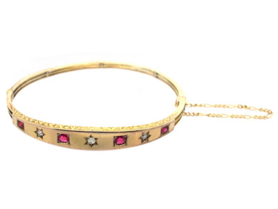 Victorian 15ct Gold, Ruby ​& Diamond Bangle