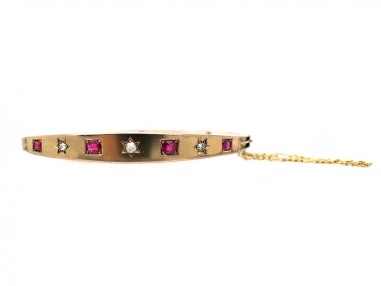 Victorian 15ct Gold, Ruby ​& Diamond Bangle