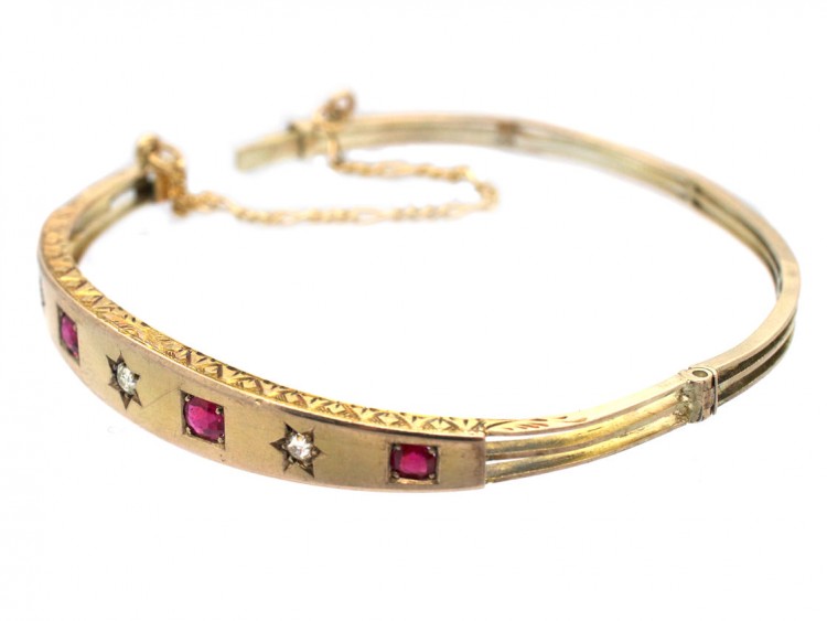 Victorian 15ct Gold, Ruby ​& Diamond Bangle