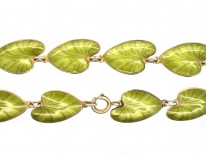 Silver & Green Enamel Lily Pad Necklace by Finn Jensen