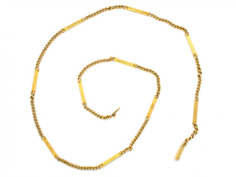 Edwardian 15ct Gold Bar & Link Chain