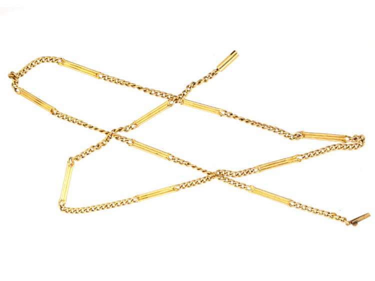 Edwardian 15ct Gold Bar & Link Chain