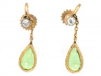 Edwardian Peridot & Diamond Drop Earrings