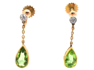 Edwardian Peridot & Diamond Drop Earrings