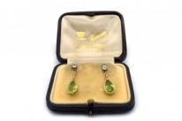 Edwardian Peridot & Diamond Drop Earrings