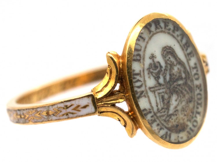 Georgian 18ct Gold Memorial Ring (Part of a Pair of Memorial Rings)