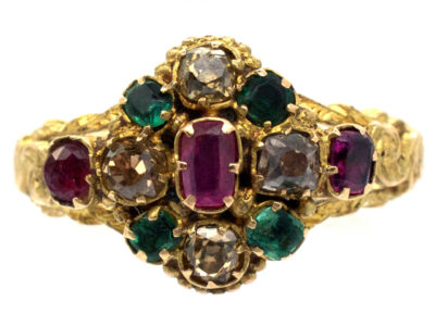 Regency 15ct Gold Emerald, Ruby & Topaz Cluster Ring Regency 15ct Gold Emerald, Ruby & Topaz Cluster Ring