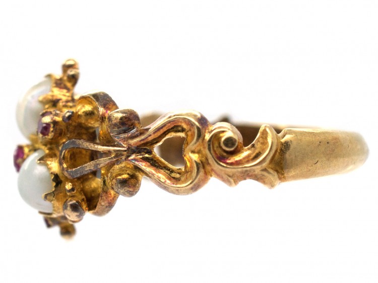 Regency Ruby & Natural Pearl 15ct Gold Ring