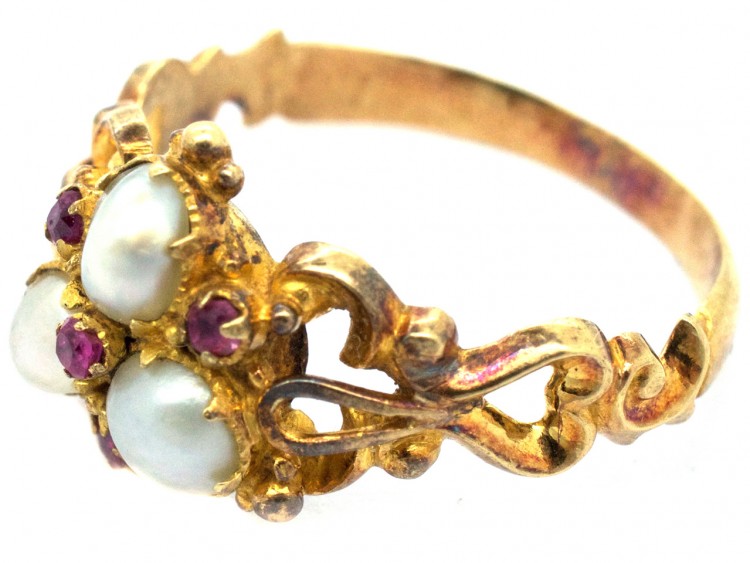 Regency Ruby & Natural Pearl 15ct Gold Ring