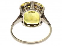 Art Deco Yellow Sapphire & White Gold Ring