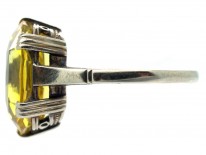 Art Deco Yellow Sapphire & White Gold Ring