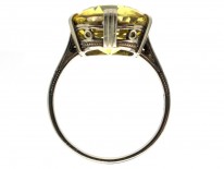 Art Deco Yellow Sapphire & White Gold Ring