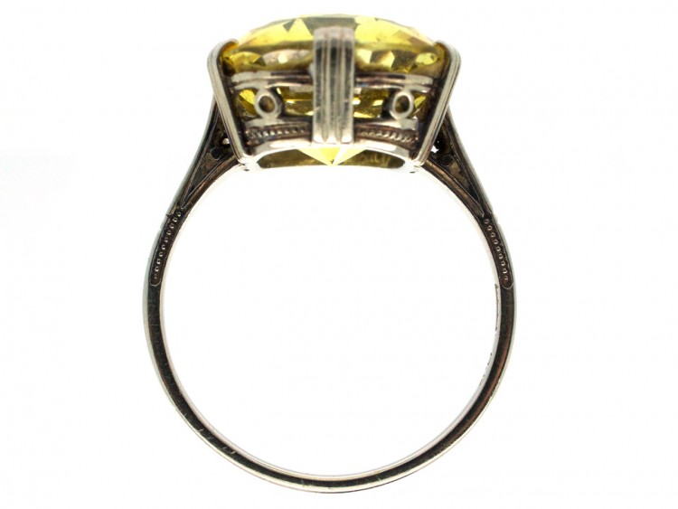 Art Deco Yellow Sapphire & White Gold Ring