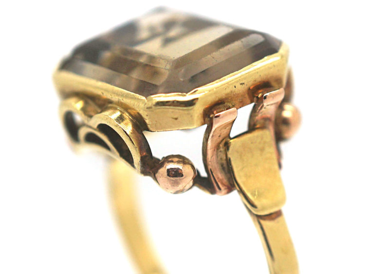 Retro 14ct Gold & Smoky Quartz Ring