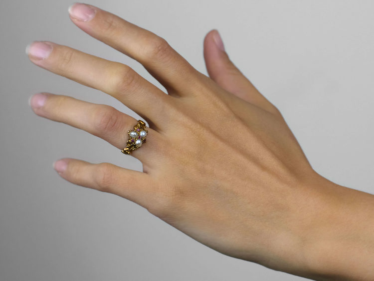 Regency Ruby & Natural Pearl 15ct Gold Ring