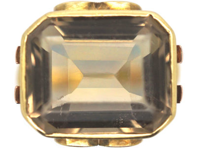 Retro 14ct Gold & Smoky Quartz Ring