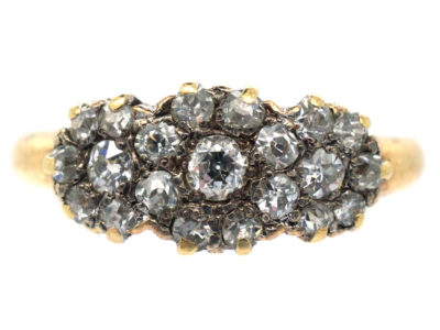 Edwardian 18ct Gold & Diamond Triple Cluster Ring