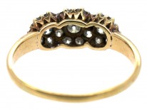 Edwardian 18ct Gold & Diamond Triple Cluster Ring