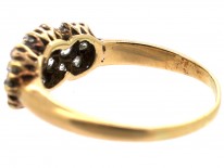 Edwardian 18ct Gold & Diamond Triple Cluster Ring