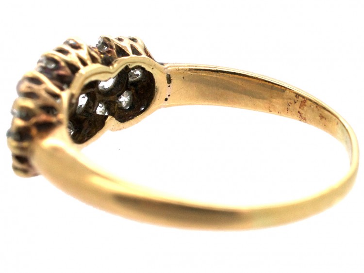 Edwardian 18ct Gold & Diamond Triple Cluster Ring