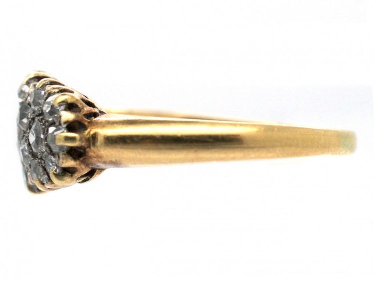 Edwardian 18ct Gold & Diamond Triple Cluster Ring