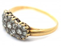 Edwardian 18ct Gold & Diamond Triple Cluster Ring