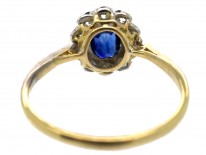 Edwardian 18ct Gold & Platinum Diamond & Sapphire Oval Cluster Ring