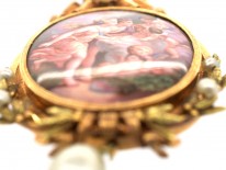French 18ct Gold Enamelled Pendant Brooch After Boucher