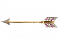 18ct Gold & Platinum Art Deco Ruby & Diamond Arrow Brooch