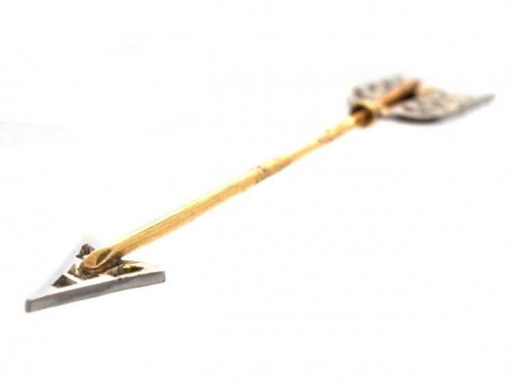 18ct Gold & Platinum Art Deco Ruby & Diamond Arrow Brooch