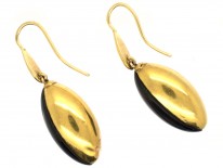 Victorian 18ct Gold & Banded Onyx Drop Earrings