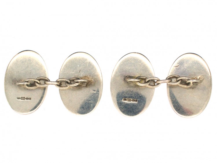 Silver Plain & Engraved Cufflinks