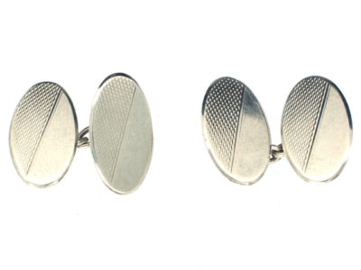 Oval Silver Art Deco Cufflinks