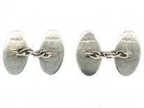 Oval Silver Art Deco Cufflinks