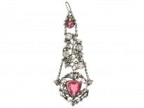 Arts & Crafts Silver Pendant set with Rock Crystal & Pink Tourmalines