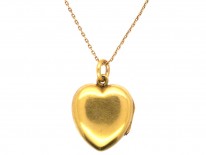 Victorian 15ct Gold Heart Locket Set With a Diamond on 9ct Gold Chain