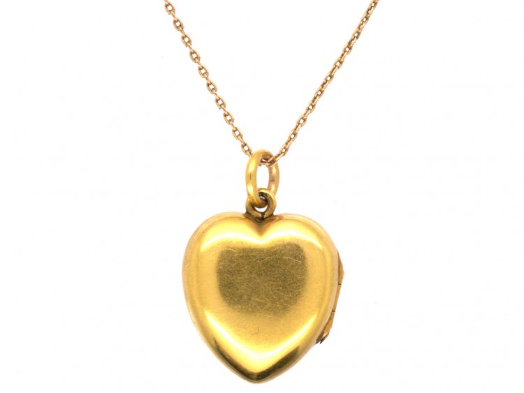 Victorian 15ct Gold Heart Locket Set With a Diamond on 9ct Gold Chain
