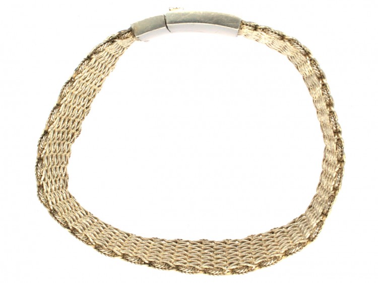 Victorian Woven Silver Bracelet with Swallow Motif Clasp