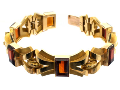 9ct Gold & Madeira Citrine 1960s Bracelet