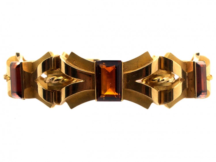 9ct Gold & Madeira Citrine 1960s Bracelet