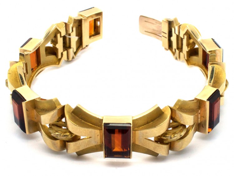9ct Gold & Madeira Citrine 1960s Bracelet