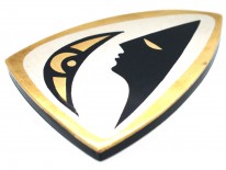Silver & Gold Face and Moon Brooch Signed by Stella Popowski