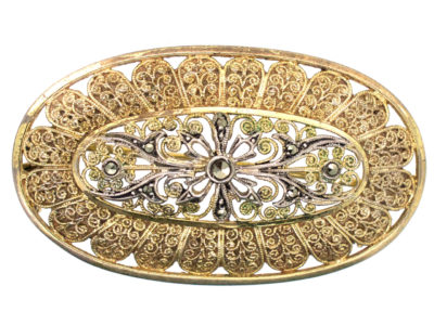 Art Deco Silver Gilt & Marcasite Brooch