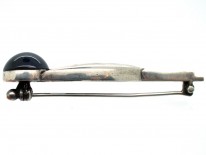 Theodor Fahrner Silver & Onyx Flower Brooch