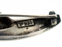 Theodor Fahrner Silver & Onyx Flower Brooch