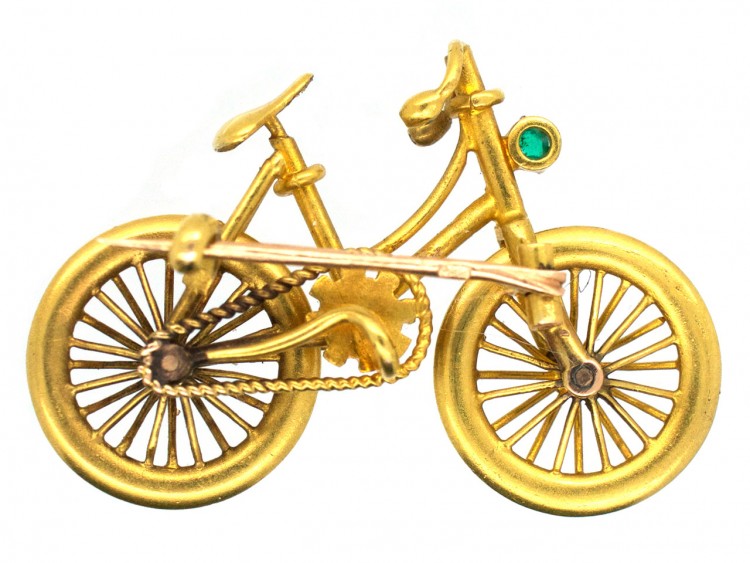 Austrian 14ct Gold & Gem Set Bicycle Brooch